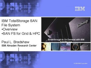 IBM Total Storage SAN File System Overview SAN