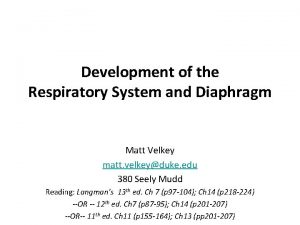 Development of the Respiratory System and Diaphragm Matt