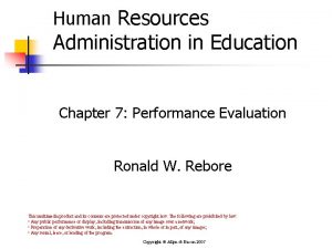 Human Resources Administration in Education Chapter 7 Performance