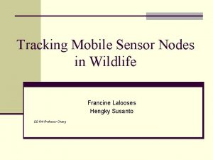 Tracking Mobile Sensor Nodes in Wildlife Francine Lalooses