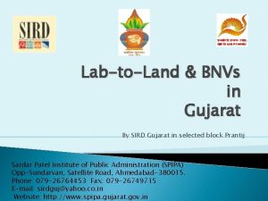 LabtoLand BNVs in Gujarat By SIRD Gujarat in