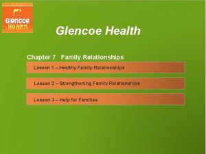 Glencoe Health Chapter 7 Family Relationships Lesson 1