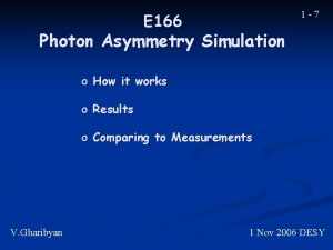 1 7 E 166 Photon Asymmetry Simulation o