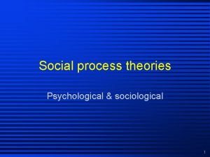 Social process theories Psychological sociological 1 Social process