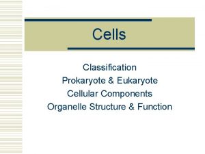 Cells Classification Prokaryote Eukaryote Cellular Components Organelle Structure