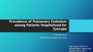 Prevalence of Pulmonary Embolism among Patients Hospitalized for
