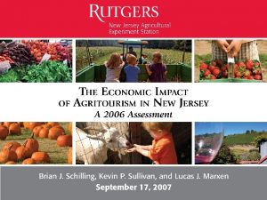 The Economic Impact of Agritourism in New Jersey