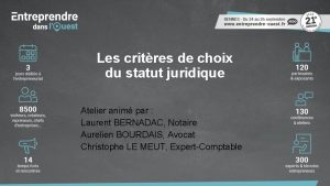 Les critres de choix du statut juridique Atelier