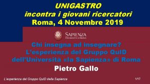 UNIGASTRO incontra i giovani ricercatori Roma 4 Novembre