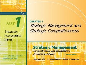 CHAPTER 1 STRATEGIC MANAGEMENT INPUTS Strategic Management and