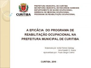 PREFEITURA MUNICIPAL DE CURITIBA SECRETARIA MUNICIPAL DE RECURSOS