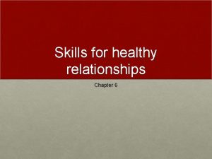 Skills for healthy relationships Chapter 6 Effective communication