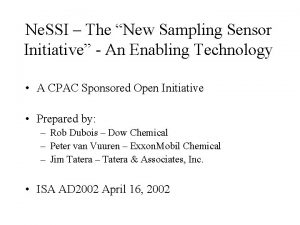 Ne SSI The New Sampling Sensor Initiative An