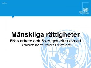 Mnskliga rttigheter FN s arbete och Sveriges efterlevnad