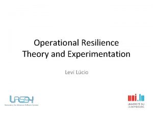 Operational Resilience Theory and Experimentation Levi Lcio MOVERE