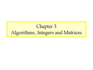 Module 9 Number Theory Chapter 3 Algorithms Integers