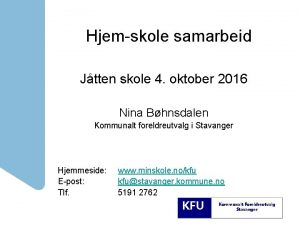 Hjemskole samarbeid Jtten skole 4 oktober 2016 Nina