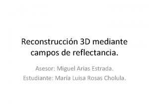 Reconstruccin 3 D mediante campos de reflectancia Asesor