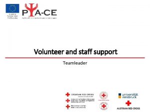 Volunteer and staff support Teamleader Training overview Welcome