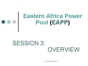 Eastern Africa Power Pool EAPP SESSION 3 OVERVIEW