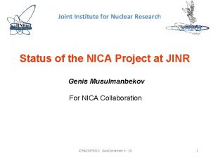 Joint Institute for Nuclear Research Status of the