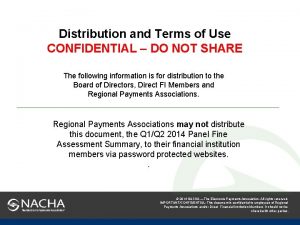 Distribution and Terms of Use CONFIDENTIAL DO NOT