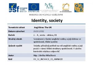 Identity society Tematick oblast Anglitina The UK Datum