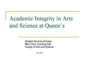 Academic Integrity in Arts and Science at Queens