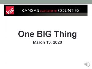 One BIG Thing March 13 2020 One BIG