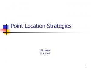 Point Location Strategies Idit Haran 13 4 2005