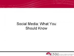 Social Media What You Should Know Overview Survey