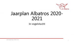 Jaarplan Albatros 20202021 In vogelvlucht Ledenvergadering 9 oktober