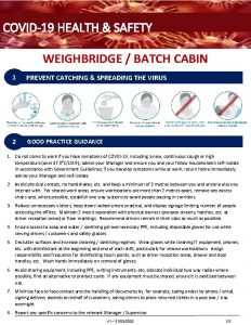 COVID19 HEALTH SAFETY WEIGHBRIDGE BATCH CABIN 1 PREVENT