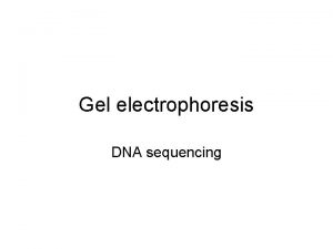 Gel electrophoresis DNA sequencing Central Dogma DNA is