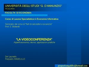 UNIVERSIT DEGLI STUDI G DANNUNZIO PESCARA FACOLTA DI