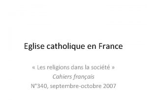 Eglise catholique en France Les religions dans la