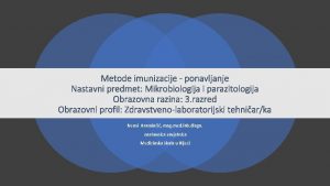 Metode imunizacije ponavljanje Nastavni predmet Mikrobiologija i parazitologija