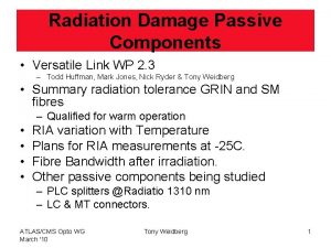 Radiation Damage Passive Components Versatile Link WP 2