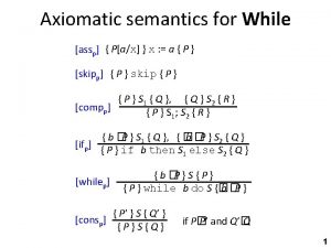 Axiomatic semantics for While assp Pax x a