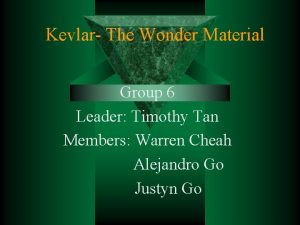 Kevlar The Wonder Material Group 6 Leader Timothy