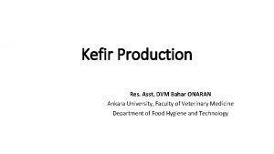 Kefir Production Res Asst DVM Bahar ONARAN Ankara