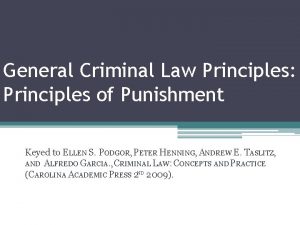 General Criminal Law Principles Principles of Punishment Keyed