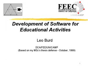 Development of Software for Educational Activities Leo Burd