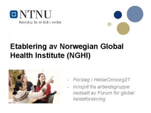 Etablering av Norwegian Global Health Institute NGHI Forslag