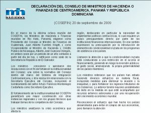 DECLARACIN DEL CONSEJO DE MINISTROS DE HACIENDA O