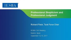 Professional Skepticism and Professional Judgment Richard Fleck Task