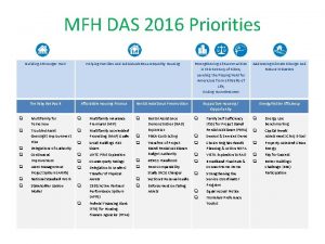 MFH DAS 2016 Priorities Building a Stronger HUD