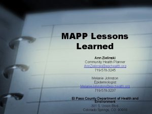 MAPP Lessons Learned Ann Zielinski Community Health Planner