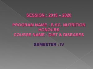 SESSION 2019 2020 PROGRAM NAME B SC NUTRITION