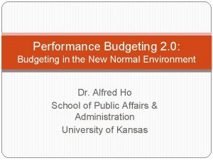 Performance Budgeting 2 0 Budgeting in the New